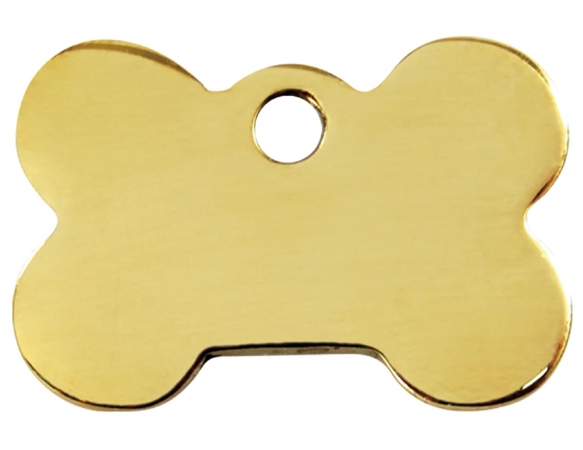 bone shaped dog tag in gold